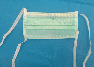 Πράσινη μάσκα προσώπου 3 πτυχών μη υφαμένη, αποστειρωμένες μίας χρήσης ιατρικές μάσκες προσώπου