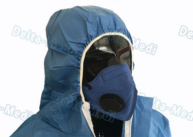 Σκούρο μπλε Microporous μίας χρήσης προστατευτικές φόρμες SF με κουκούλα με την ελαστική μανσέτα
