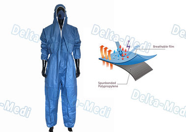 Σκούρο μπλε Microporous μίας χρήσης προστατευτικές φόρμες SF με κουκούλα με την ελαστική μανσέτα