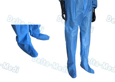 Ασφαλές μίας χρήσης κοστούμι φορμών, μίας χρήσης μπλε φόρμες SMS με την κουκούλα/το ολοκλήρωμα μποτών
