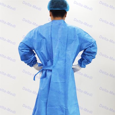 Αντι επισκεπτών ιών το μίας χρήσης χειρουργικό κοστούμι νοσοκομείων εσθήτων αδιάβροχο πλέκει τη μανσέτα